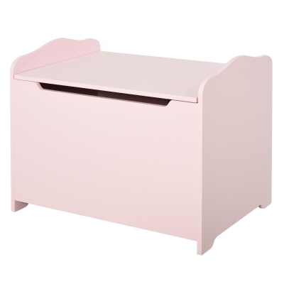 HOMCOM Caja de Almacenaje de Madera para Juguetes Baúl Organizador para Niños +3 Años con Tapa para Libros Ropa en Habitación Dormitorio 60x40x48 cm Rosa