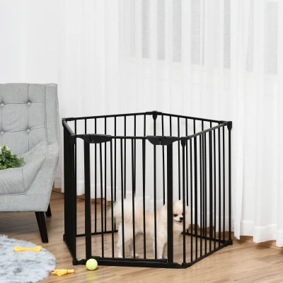 PawHut Metal Pet Playpen 5 Panels with Door - Black