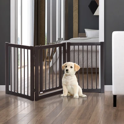 PawHut Barrière modulable pliable barrière de sécurité avec porte verrouillable intégrée dim. 155L x 35,5l x 76H cm MDF blanc