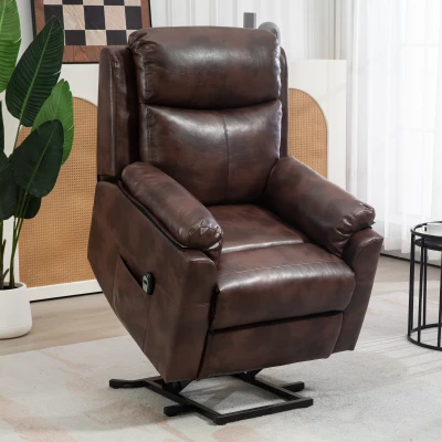 HOMCOM Electric Riser Recliner Chair Faux Leather Brown