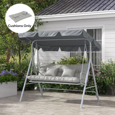 Outsunny Patio Chair Cushion Set with Ties Light Grey
