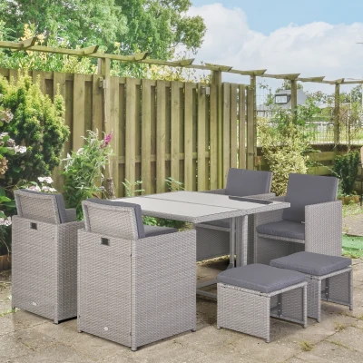 Outsunny Set mobile da giardino 109cm x 109cm x 72cm Nero, Grigio