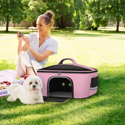 PawHut Borsa Trasportino per Cani e Gatti con 2 Porte Rosa