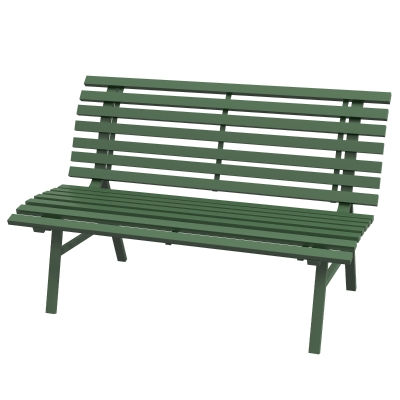Outsunny Banc Jardin 2 Places Aluminium Lattes Vert 123x67cm