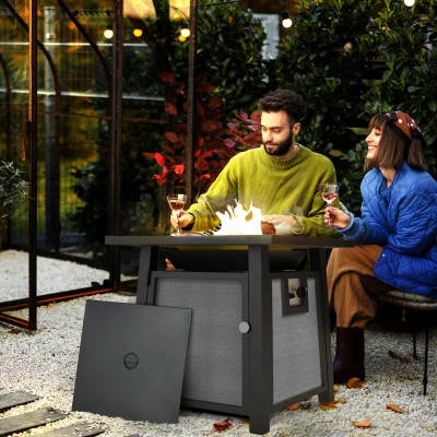 Outsunny Gas Fire Pit Table 50,000 BTU 71cm Grey