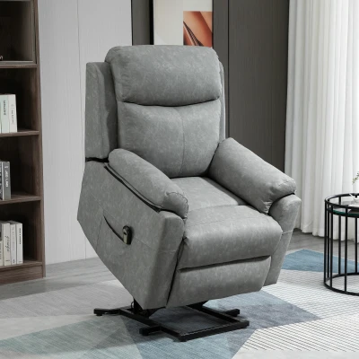 HOMCOM Electric Riser Recliner Chair Faux Leather Grey
