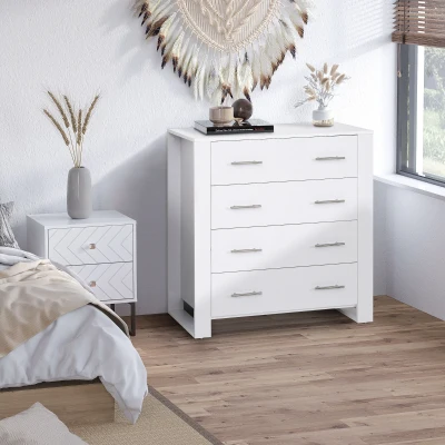 HOMCOM 4-Drawer Storage Cabinet Freestanding White