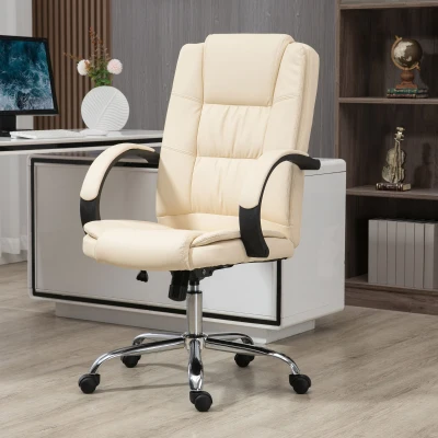Vinsetto Office Chair Swivel PU Leather Beige 13cm Seat