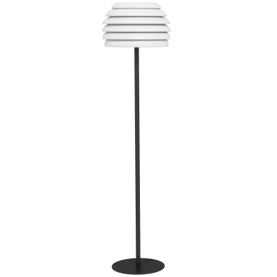 Outsunny Stehlampe, markanter Schirm, Outdoor/Indoor, Metallrahmen, Ø39 x 153 cm, Schwarz/Weiß