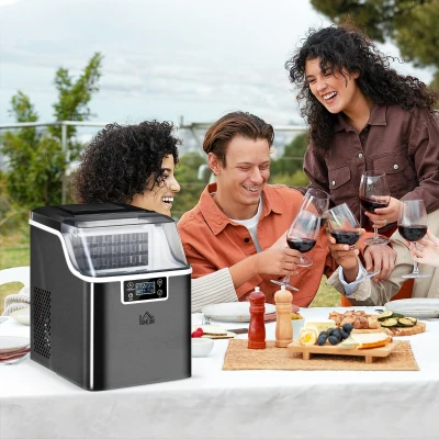 HOMCOM Eiswürfelmaschine Eiswürfelspender Ice-Maker 20kg/24h 2,3L Eiswürfelbereiter mit 3,2 L Wassertank, Schwarz