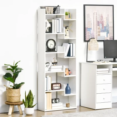 HOMCOM Modern 6-Tier Bookcase Freestanding Shelving White