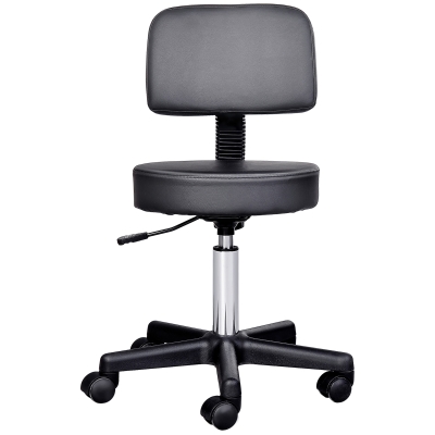 HOMCOM Tabouret Massage Pivotant Dossier Noir
