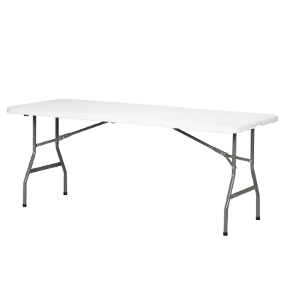 Outsunny Gartentisch Gartenklapptisch Outdoor-Tisch, 180 cm  x 75 cm x 73 cm, Weiß + Grau