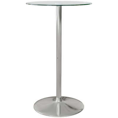 HOMCOM Bartisch Stehtisch, Runder Tisch, gehärtet Glasplatte, modernes Design, 60 x 60 x 102 cm, Silber