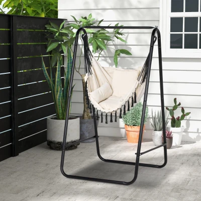 Outsunny Hammock Swing Chair with Stand Cream White