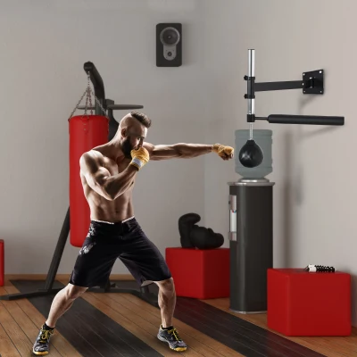 HOMCOM Speed Bag a Parete ad Altezza Regolabile in Acciaio e PU
