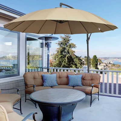 Outsunny 3m Cantilever Umbrella Patio Khaki