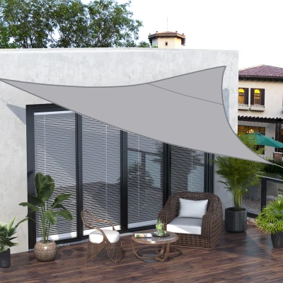 Outsunny Voile Ombrage Triangle 6m Polyester Gris Clair
