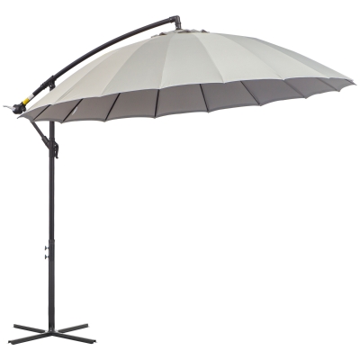 Outsunny 3m Cantilever Umbrella Adjustable Light Grey