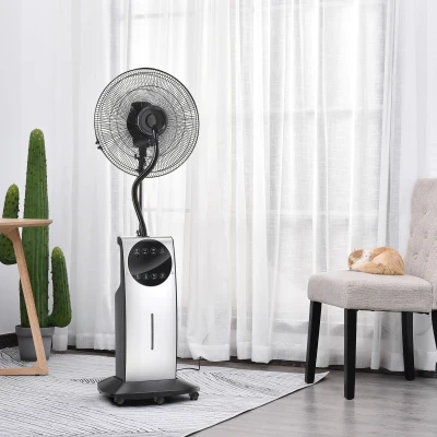 HOMCOM Ventilador Nebulizador Multidireccional Apto para Agua o Aceites Aromáticos con Programación de Apagado Automático Ф44.5x135cm