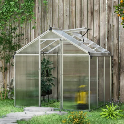 Outsunny Aluminium Greenhouse 6x6ft with Foundation