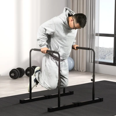 SPORTNOW Set 2 Barre per Dip Altezza Regolabile in Acciaio Nero