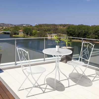Outsunny Metal Bistro Set 3-Piece White