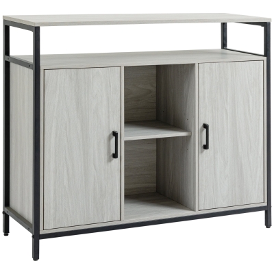 HOMCOM Modern Sideboard Steel Frame Storage Cabinet Light Grey