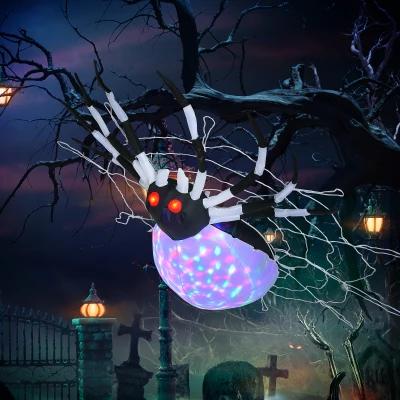 HOMCOM 5FT Inflatable Halloween Spider LED Outdoor Display