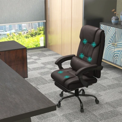 Vinsetto Massage Office Chair PU Leather Brown