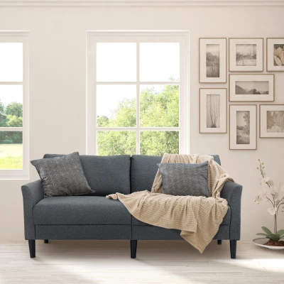 HOMCOM Canapé 3 Places Contemporain Polyester Gris