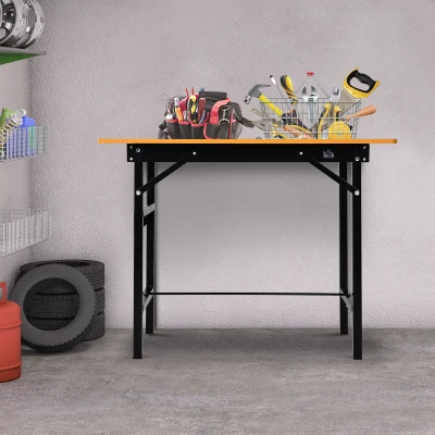 HOMCOM Établi Pliant MDF Travail Jaune/Noir 100x60cm