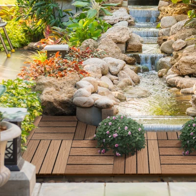 Outsunny Caillebotis Lot de 11 pcs 1m² Emboîtables 30x30 cm