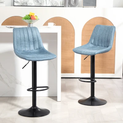 HOMCOM Retro Tub Bar Stools Set of Two Blue