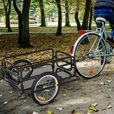 HOMCOM Carrello Bici con Pareti, Gancio e 4 Catarifrangenti Nero