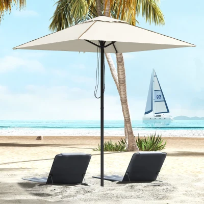 Outsunny Square Canopy Parasol 215cm Beige/Brown