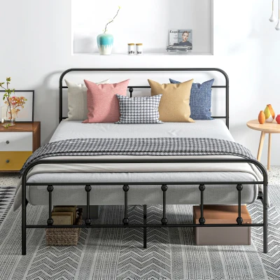HOMCOM King Size Metal Bed Frame Minimalistic Black