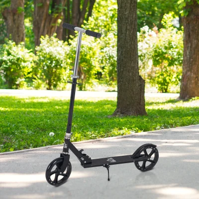 HOMCOM Patinete Plegable para Niños de 7-14 Años Scooter Infantil Manillar Ajustable en Altura de 4 Niveles con Freno 88x37x75-100 cm Negro
