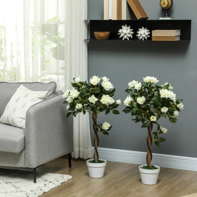 Artifical Rose Tree 18cmx18cmx90cm White