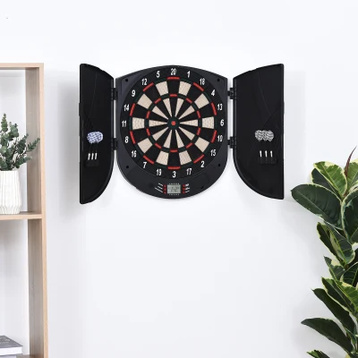 HOMCOM Cible Fléchettes Électronique 26 Jeux Noir