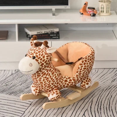 HOMCOM Kids Rocking Horse Giraffe with Seat Belt