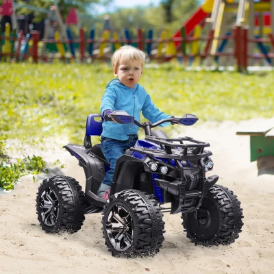 HOMCOM Quad Elettrico per Bambini 12V con Fari e Pedale Blu