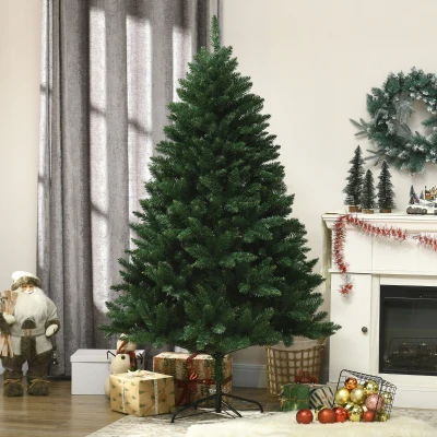 HOMCOM Albero di Natale Alto 180cm 800 Rami e Base in Metallo