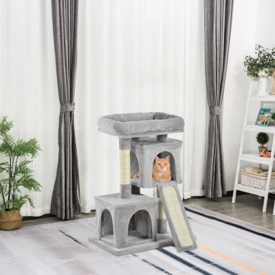 PawHut Cat Tree Scratching Post 83cm Grey