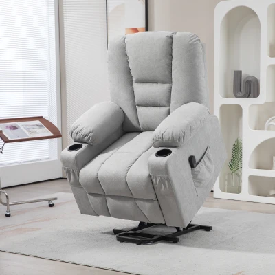 HOMCOM Oversized Recliner Lift Chair Fabric Light Grey