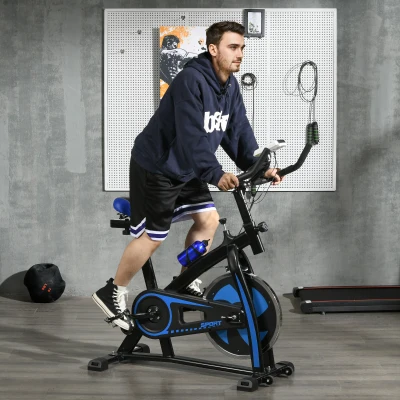 SPORTNOW Heimtrainer, leise, anpassbarer Widerstand, Pulssensor, Monitor, Blau