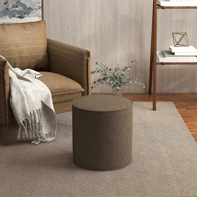 HOMCOM Pouf Rotondo 2 in 1 in Tessuto Effetto Lino Marrone