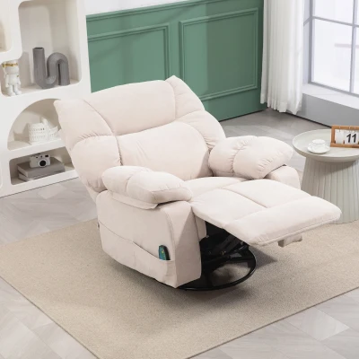 HOMCOM Massagesessel mit Wärme- & Liegefunktion, drehbar, bis 150 kg, Metallgestell, 98x90x98cm, Beige