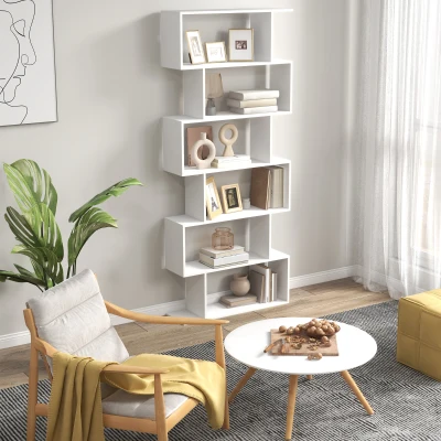 HOMCOM Bibliothèque Zigzag 6 Niveaux Blanc 80x23x192cm