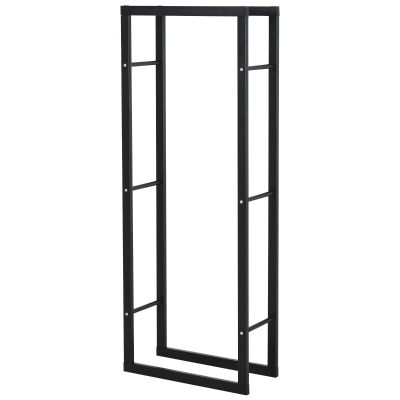 HOMCOM Porta Legna Verticale in Metallo Nero 60x25x150 cm